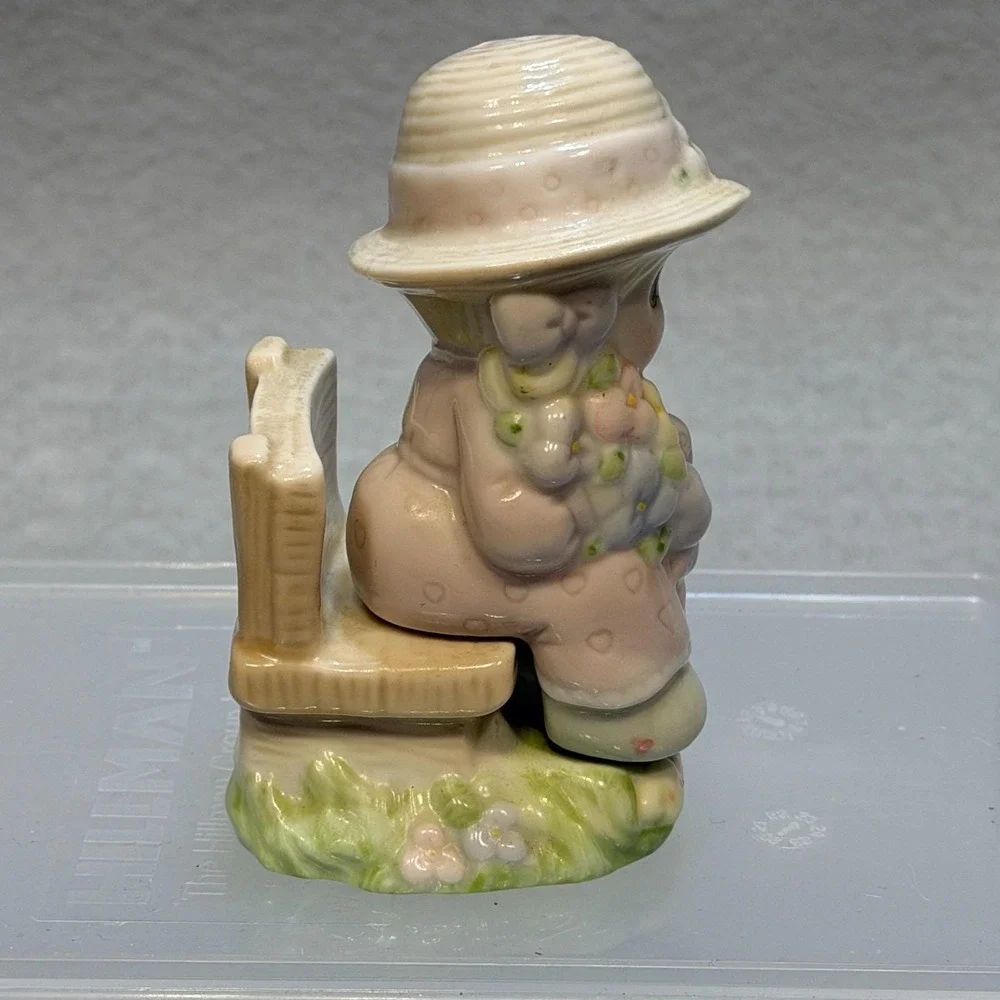 1997 Precious Moments Seasoned With A Smile Salt Pepper Shakers Girl Bench Puppy